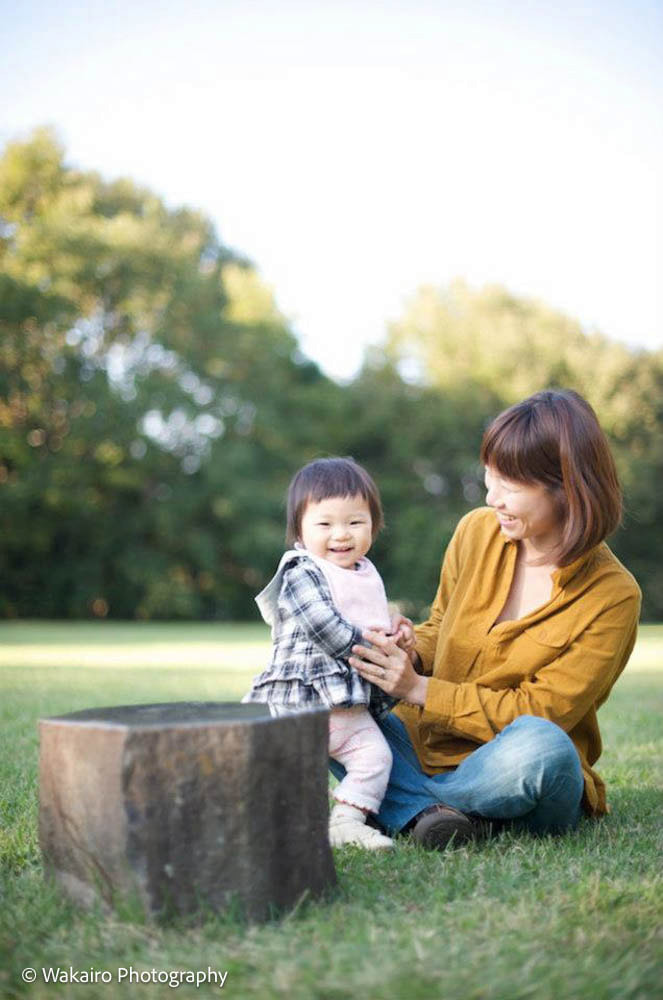 公園での家族写真撮影